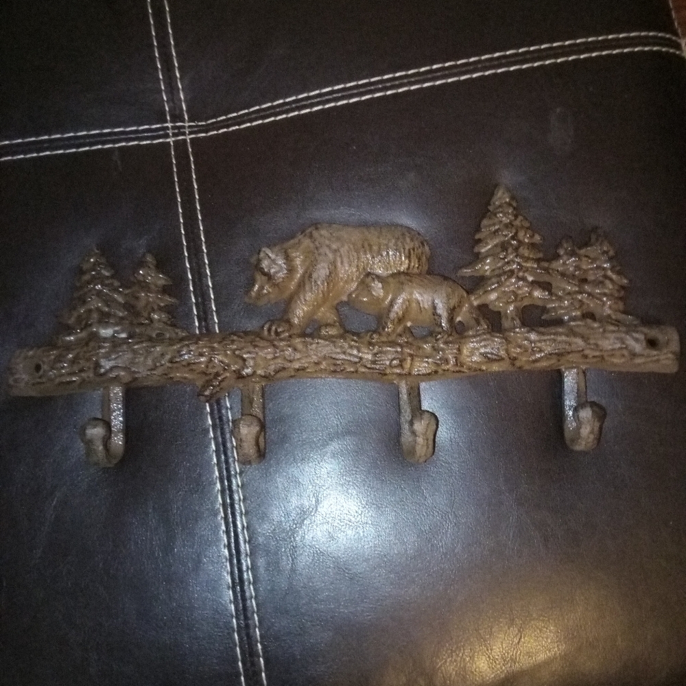 Rustic Cast Iron Brown Bear Wall Hook